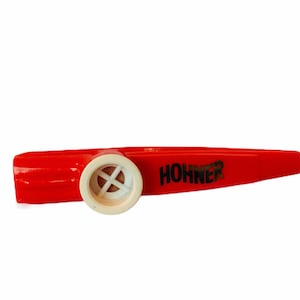 HOHNER VINTAGE KAZOO plastic musical instrument toy usa cazoo vtg music maker whistle hobby group red silver white