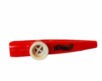 HOHNER VINTAGE KAZOO plastic musical instrument toy usa cazoo vtg music maker whistle hobby group red silver white