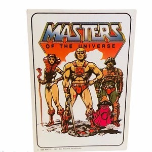 CALENDÁRIO DO UNIVERSO DOS MESTRES 1986 Mattel He-Man She-Ra Skeletor cartão figura de ação brinquedo arte papel efêmera desenho animado Hordak Teela Man at Arms Orko