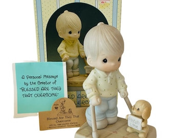 Precious Moments Caja de estatuillas NIB Enesco vtg 115479 Bendito los que superan al cachorro