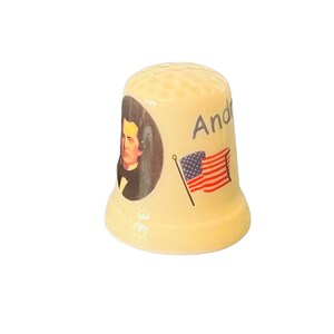 Andrew Johnson, 17:e presidenten i USA, porslin, fingerborg, Franklin Mint, Danbury, vintage, USA