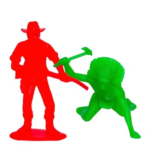 Plastica Cowboys Indiani occidentali Nativi Giocattolo Figure lotto vtg marx mpc verde neon
