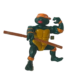Teenage Mutant Ninja Turtle TMNT Figure Vtg Playmates Michelangelo 1989 bo staff