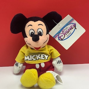 WALT DISNEY STORE beanbag plush stuffed animal vintage bean bag collectible disneyana disneyland world Mickey mouse spirit shirt tag