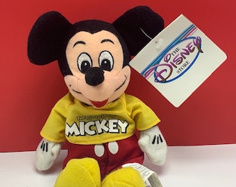 WALT DISNEY STORE beanbag plush stuffed animal vintage bean bag collectible disneyana disneyland world Mickey mouse spirit shirt tag