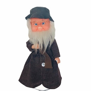 Germany music box figurine hobo white beard west W vtg doll glasses sculpture