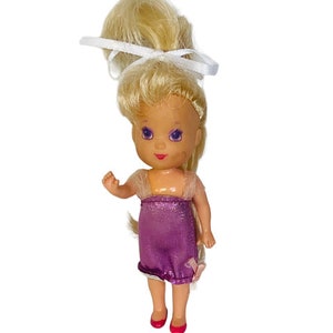 Mattel Doll 1966 antique toy figure vtg Liddle Kiddle Little locket Diddle bow 2 purple violet BMC4