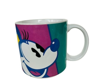 Walt Disney Koffie Mok Minnie Mouse Rainbow Neon Japan Disneyland vtg World gezicht
