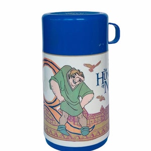 VINTAGE LUNCHBOX THERMOS 1980 Aladdin plastic collectible retro vtg cartoon kid Walt Disney Hunchback Notre Dame Quasimodo Quasimoto