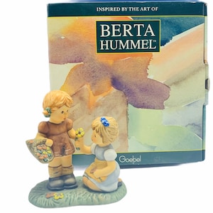 GOEBEL HUMMEL FIGURINE vintage West Germany W sculpture statue decor nib box Berta art 301286 Blossoms of Friendship flower basket girls
