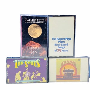 Cassette tapes music song album hit vtg set vintage pop rock roll classical jazz lot 4 Ink Spots Midnight Boston Pops roadrunner