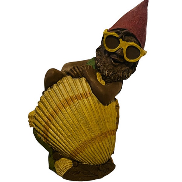 Tom Clark figurine gnome elf SIGNED sculpture Cairn vtg Aloe Lifeguard shell sea