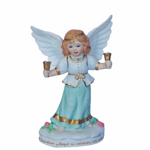 ANGEL FIGURINE VINTAGE collectible sculpture vtg decor gift porcelain caroler Christmas heavenly guardians Bronson Katharine Stevenson