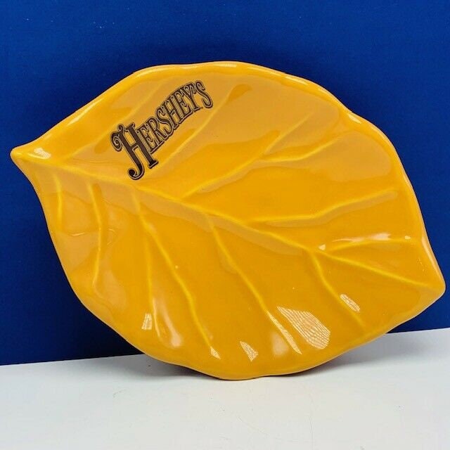 Hersheys Kisses vtg advertising Pfaltzgraff candy dish plate autumn leaf USA vtg