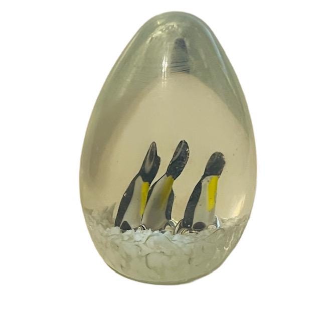 ムラーノガラス ペンギン置物 27cm Murano Italy ヴィンテージ ペンギンの置物 ムラーノガラス 卵 イタリア アート ギフト 北極の鳥