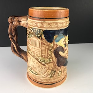 Enesco Germany Bierkrug Männer Tasse Vintage Keramik Sammlerstück Mann Höhle Barware Bier taverne