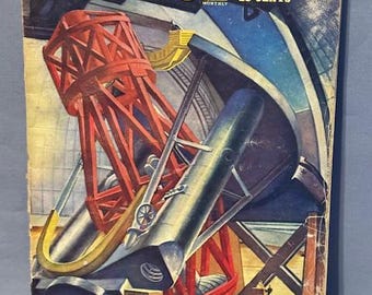 Livro de ficção científica popular vintage de 1946, brochura, Segunda Guerra Mundial, janeiro, satélite.