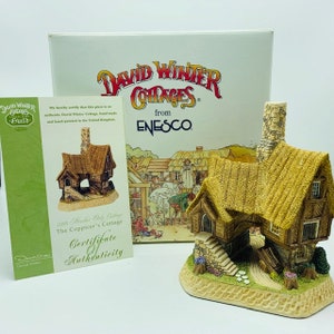DAVID WINTER COTTAGE vintage figurine statue sculpture vtg great britain england nib box coa house Hine 1998 The Coppicer members only