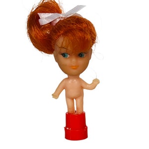 Vintage Doll 1969 Mattel antique toy figure vtg red hair base stand 1960s bow BMC4