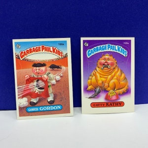 GARBAGE PAIL KID vintage trading card game puzzle topps advertising imperial toy gpk vtg retro 1986 lot pair Catty Kathy Gored Gordon bull