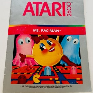 Ms Pacman cartucho Atari 5200 videojuego vtg manual instrucciones arcade 1982 arte
