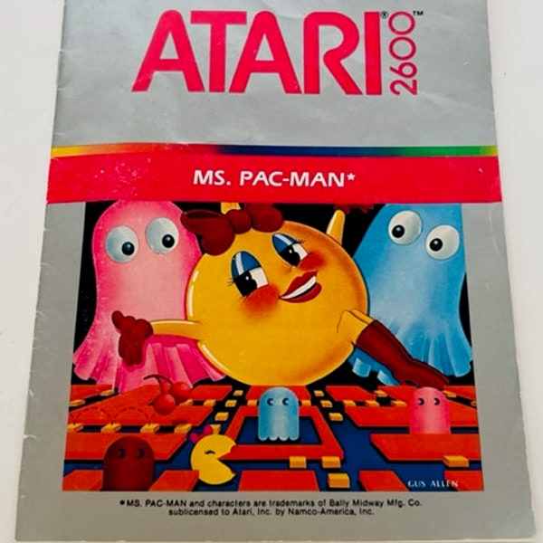 Ms Pacman cartridge Atari 5200 video game vtg manual instruction arcade 1982 art