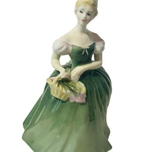 Royal Doulton Figurine England Sculpture Vtg 2345 Clarissa 1967 Green Basket mcm
