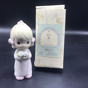 Vtg Precious Moments Porcelain Figurine Bridesmaid &#39;83 Enesco Little Girl