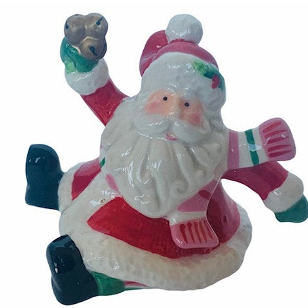 FITZ FLOYD CHRISTMAS classics merry jingle Santa Claus figurine miniature holiday decor gift bells scarf Kringle 1