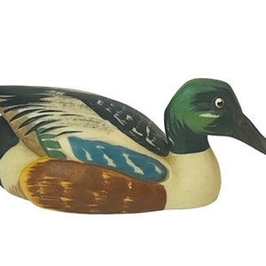 Duck Figurine mallard decoy sculpture vtg Wildlife Collection Italy Painted lake