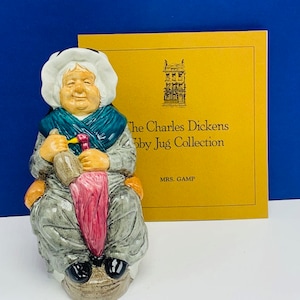 CHARLES DICKENS TOBY jug mug figurine 1979 Franklin Mint collection coa England doulton porcelain wood sons vintage vtg mcm Mrs Gamp