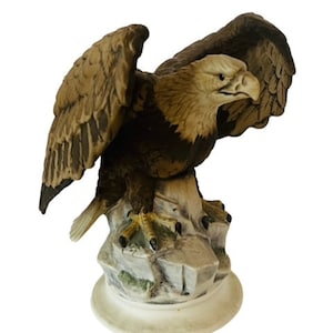 Lefton American Bald Eagle Figurine Porcelain Sculpture Japan antique vtg nest
