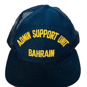 Military snapback memorabilia hat cap vtg veteran Navy USN Bahrain Support Unit