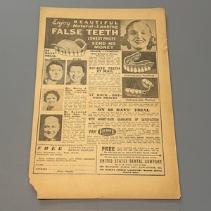 Vintage Print Ad 1939 Advertising 10X6.5 Science Fiction False Teeth Electricity