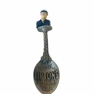 FRANKLIN MINT SPOON vintage collectors pewter Country Store advertising figurine vtg Liptons finest tea captain sailor