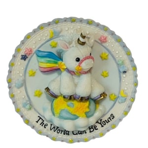 Einhorn Figur Starlight Starbright vtg Enesco Mini Teller Die Welt kann Ihnen gehören