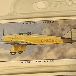 Cartão Colecionável de Tabaco de Avião John Jogadores Filho Avião Civil Miles Hawk Major