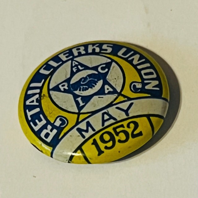 Equity Union Button Pin Retail Clerks Trade Union Pin Button Pinback Bastian Bros Vtg May 1952 ...