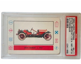 Planes Trains Ships Cars Automobiles Trading Collectors Card 1958 Cardo Trading Leaf Guild Graded Mint PSA 8 Stutz Bearcat A1 Harry