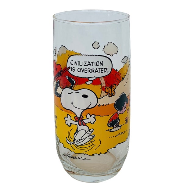 Peanuts Gang Drinking Glass Cup Mug Charlie Brown Snoopy Linus Lucy vintage Mcdonalds publicité années 1970 Rare Struggle pique-nique de sécurité