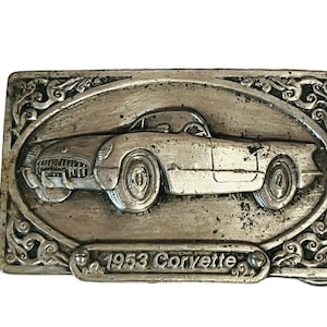 Gürtelschnalle vtg silber zinn messing Bergamotte Siskiyou Arroyo 1953 Corvette Auto