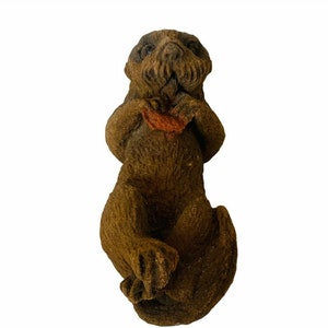 Seal Figurine Otter Sea Lion Harp Brown Stone Carved sculpture gift decor baby