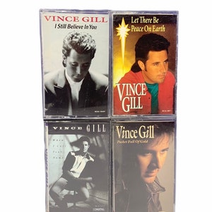 Cassette tapes music songs album hits vtg set mix lot 4 vintage pop rock country Vince Gill peace earth still believe call name pocket gold