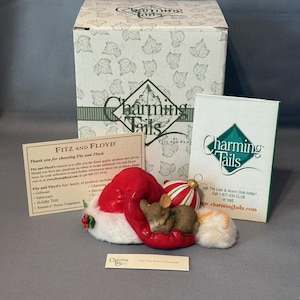 Vintage Charming Tails Figurine Mouse Fitz Floyd Christmas Nap Before Gift RARE