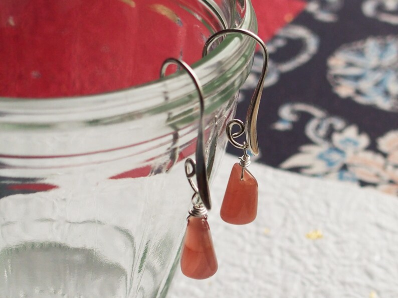 Rhodochrosite and Sterling Silver Drop Earring