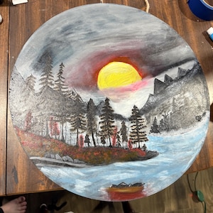 Hand Painted Mountain Sunset