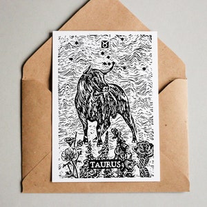 Druckbare STIER GEBURTSTAGSKARTE, druckbare Karte, Sofort Download, Stier Print, Illustration - 6.5 x 4.5 - Blank Inside