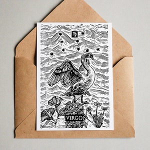 JUNGFRAU GEBURTSTAGSKARTE, druckbare Karte, Sofort Download, Jungfrau Print, Illustration - 6.5 x 4.5 - Blank Inside