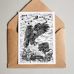 SKORPIO GEBURTSTAGSKARTE, druckbare Karte, Sofort Download, Skorpion Print, Illustration - 6.5 x 4.5 - Blank Inside