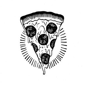 PIZZA LINOCUT PRINT, Pizza print, Linocut print, Printmaking, Pizza Art, Fine art print